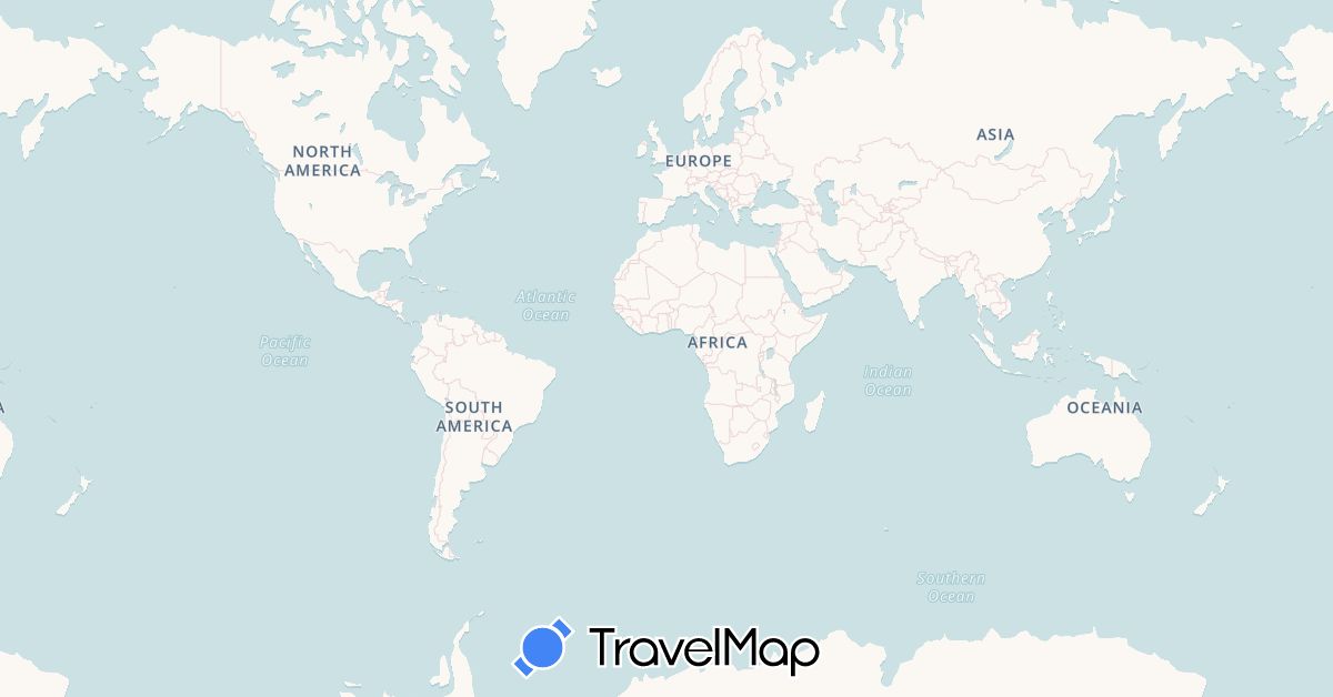 TravelMap itinerary: driving, plane, hiking, boat in China, New Zealand (Asia, Oceania)